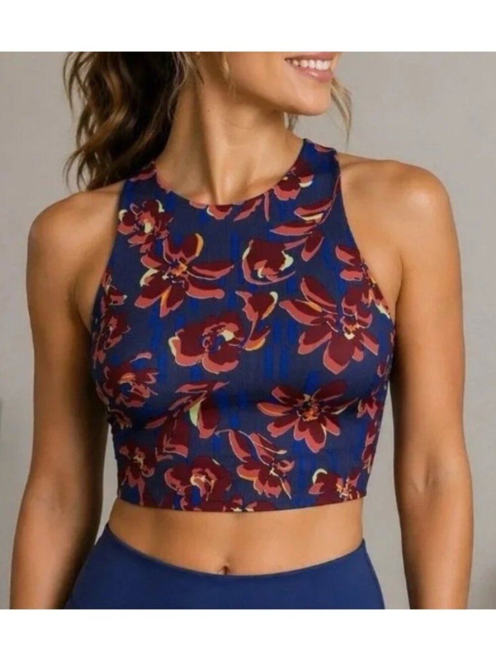 Athleta Conscious Crop Bra Top Floral Print Medium